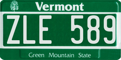 VT license plate ZLE589