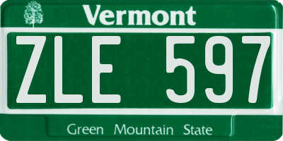 VT license plate ZLE597