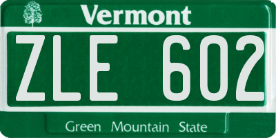 VT license plate ZLE602