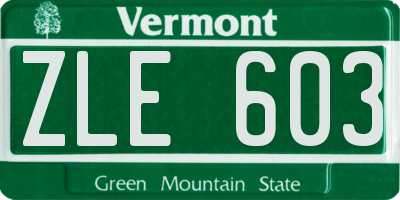 VT license plate ZLE603