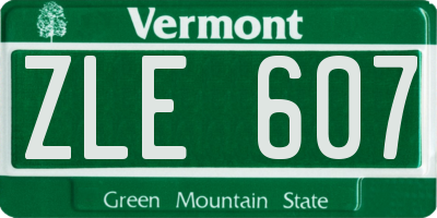 VT license plate ZLE607