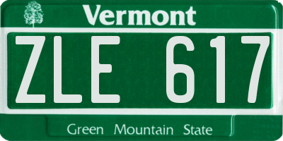 VT license plate ZLE617