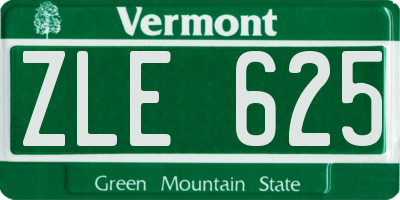VT license plate ZLE625
