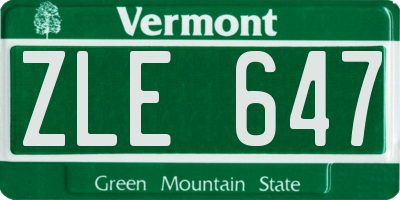VT license plate ZLE647