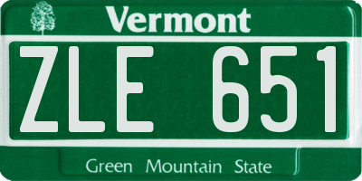 VT license plate ZLE651