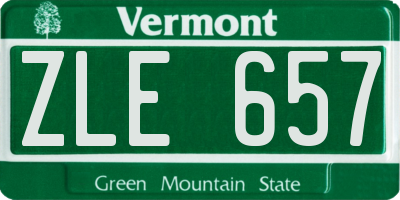 VT license plate ZLE657