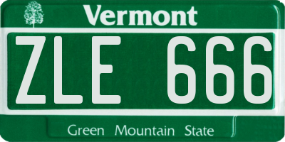 VT license plate ZLE666