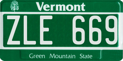 VT license plate ZLE669