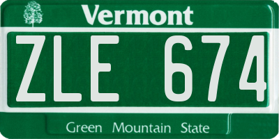 VT license plate ZLE674