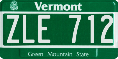 VT license plate ZLE712