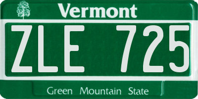 VT license plate ZLE725