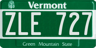VT license plate ZLE727