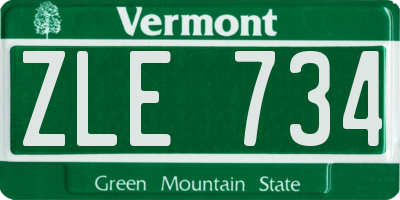 VT license plate ZLE734