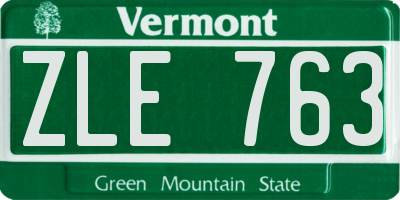 VT license plate ZLE763