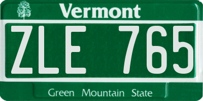 VT license plate ZLE765