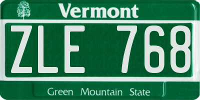 VT license plate ZLE768