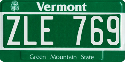 VT license plate ZLE769