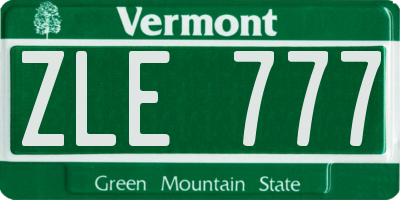 VT license plate ZLE777