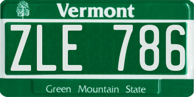 VT license plate ZLE786