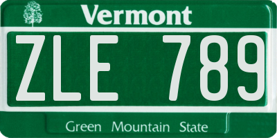 VT license plate ZLE789