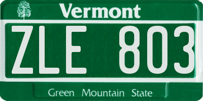 VT license plate ZLE803