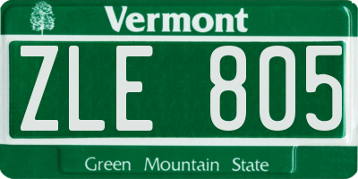 VT license plate ZLE805