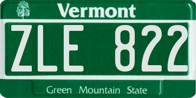 VT license plate ZLE822