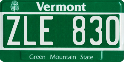 VT license plate ZLE830