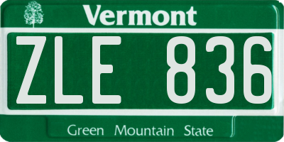 VT license plate ZLE836