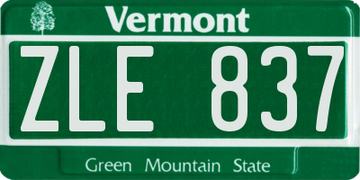 VT license plate ZLE837