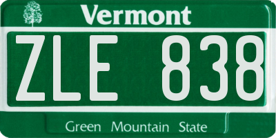 VT license plate ZLE838