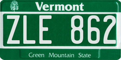 VT license plate ZLE862