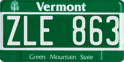 VT license plate ZLE863