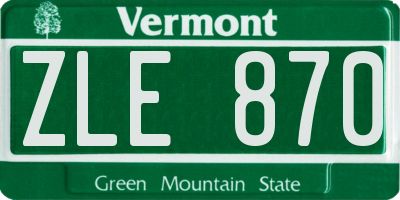 VT license plate ZLE870