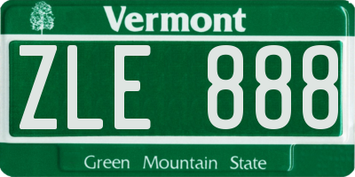 VT license plate ZLE888
