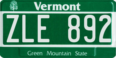 VT license plate ZLE892