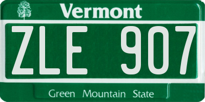 VT license plate ZLE907