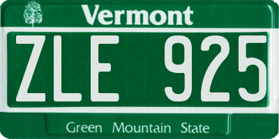 VT license plate ZLE925