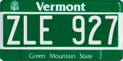 VT license plate ZLE927