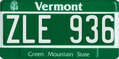 VT license plate ZLE936