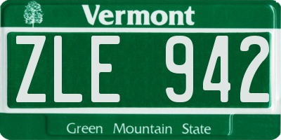 VT license plate ZLE942
