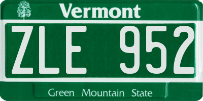 VT license plate ZLE952