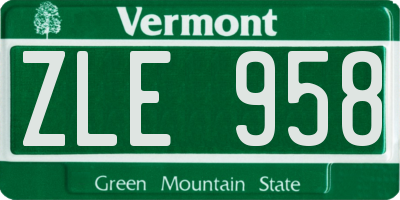 VT license plate ZLE958