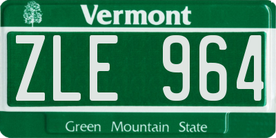 VT license plate ZLE964