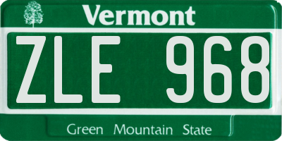 VT license plate ZLE968