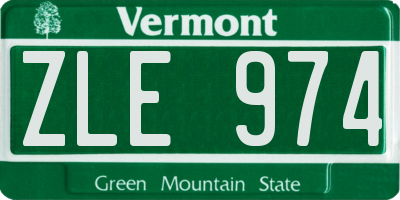 VT license plate ZLE974