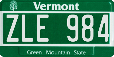 VT license plate ZLE984