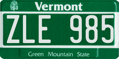 VT license plate ZLE985
