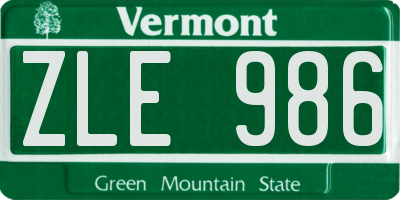 VT license plate ZLE986