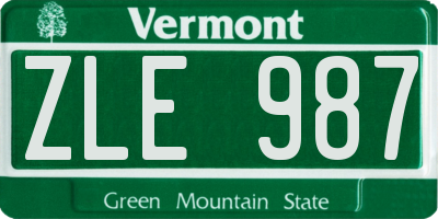 VT license plate ZLE987